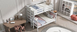 Wood Twin over Full Bunk Bed with Ladder White