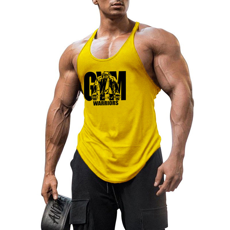 Cotton fitness vest GYM WARRIORS sport deep digging thin shoulder strap shirt - V.I.P Digital Presence