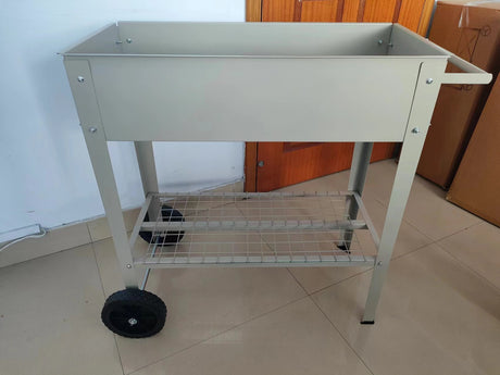 Aveyas mobile metal elevated garden bed cart, with legs, elevated flowerpot box with wheels (gray) - V.I.P Digital Presence
