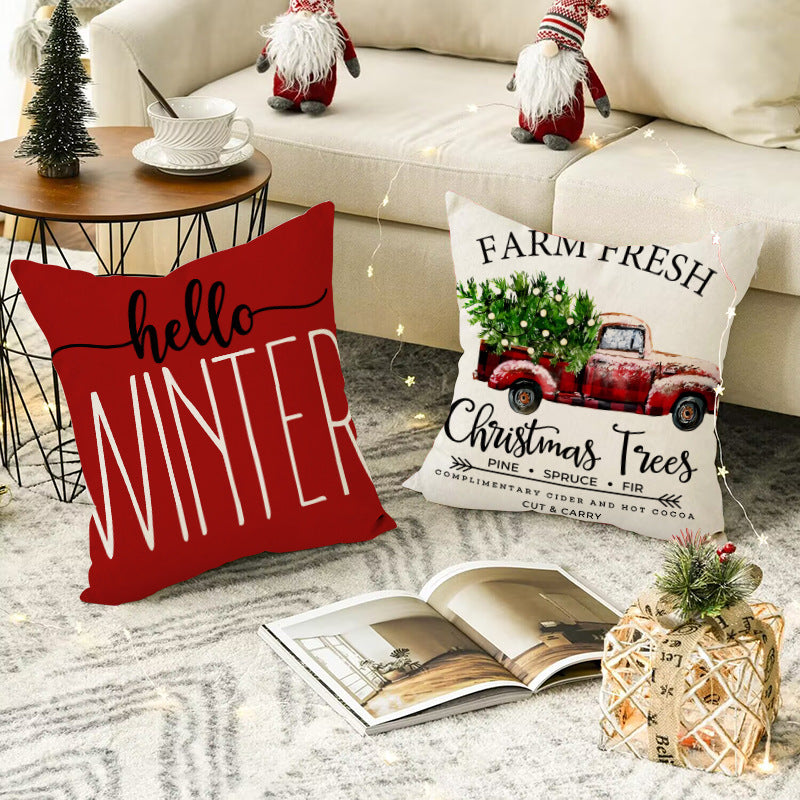 Christmas tree print pillow cover linen pillowcase holiday living room sofa decoration cushion cover - V.I.P Digital Presence