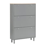 ON-TRANS narrow design shoe cabinet with 3 flip drawers and 3 independent shoe racks with 3 hooks, gray - V.I.P Digital Presence