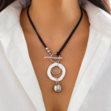 Ins Wind Circle CCB Leather Wax Thread Necklace Irregular Metallic Clavicle Chain Set - V.I.P Digital Presence