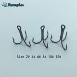 Rompin 20pc/lot 2/4/6/8/10# Fishing Hook High Carbon Steel Treble  Black - V.I.P Digital Presence