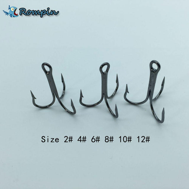 Rompin 20pc/lot 2/4/6/8/10# Fishing Hook High Carbon Steel Treble  Black - V.I.P Digital Presence