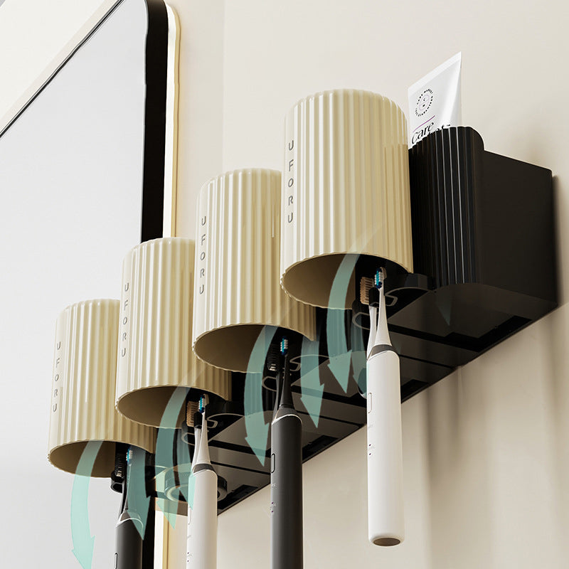 Toothbrush rack perforated free wall mounted bathroom mouthwash cup rack storage rack - V.I.P Digital Presence