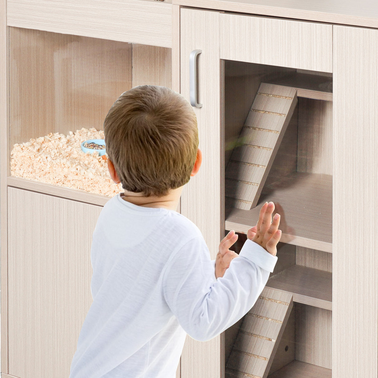 Guinea pig cage, 4 layers of hamster cage wood, with storage cabinet, mouse cage, openable top, acrylic window ，X-Large - V.I.P Digital Presence