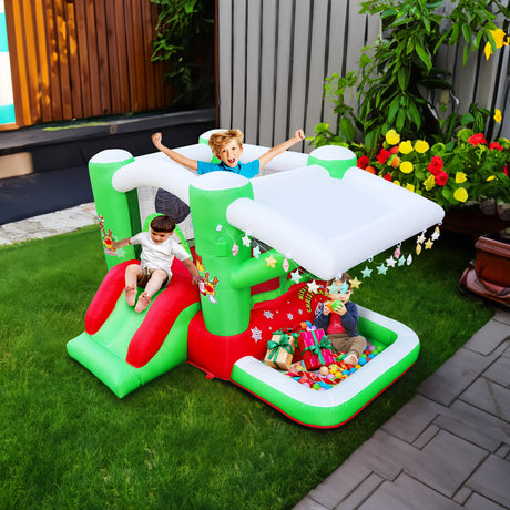 Christmas Jump 'n Slide Inflatable Bouncer for Kids Complete Setup with Blower - 80" x 91" Play Area - 55" Tall - V.I.P Digital Presence