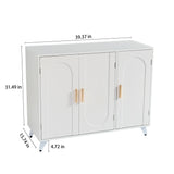 Sideboard Buffet cabinet with 3 doors and removable shelves, for living room, dining room, ivory white - V.I.P Digital Presence