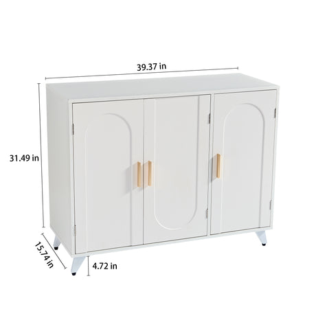 Sideboard Buffet cabinet with 3 doors and removable shelves, for living room, dining room, ivory white - V.I.P Digital Presence