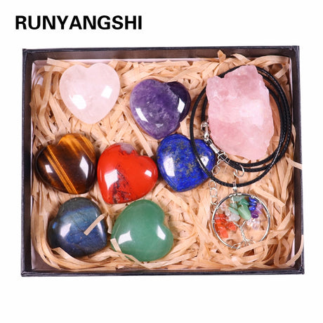 Natural crystal quartz Seven Chakra Crystal Love gemstone Healing stone mineral specimen box Collection - V.I.P Digital Presence