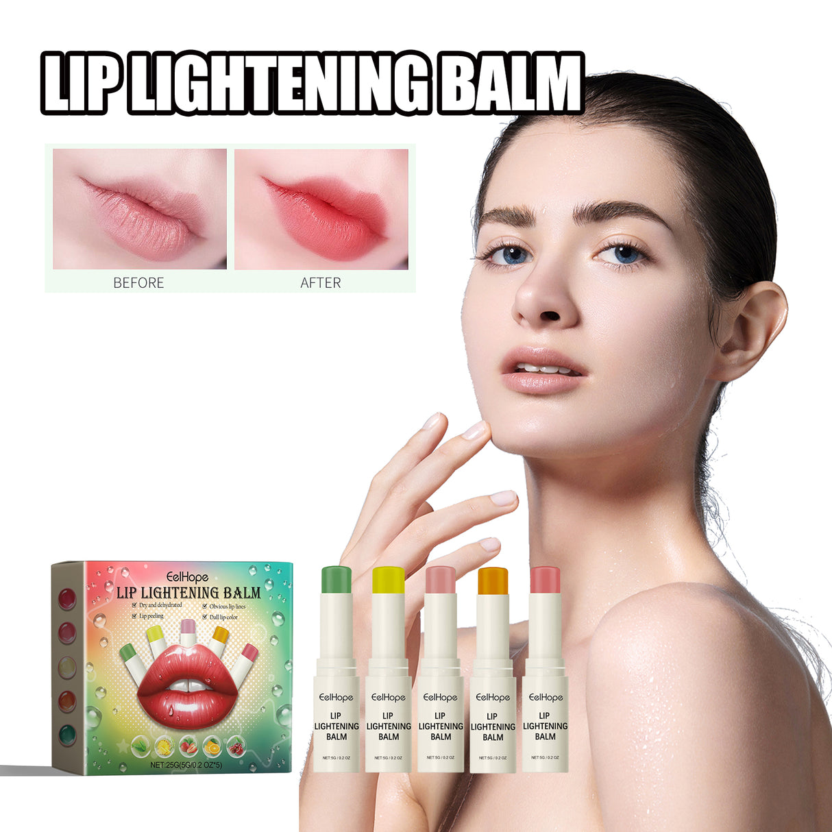EelHope Lip Lightening Balm, It Moisturizes Fade Lip Lines To Prevent Weather-Shack Dead Skin Moisturizing Lip Care