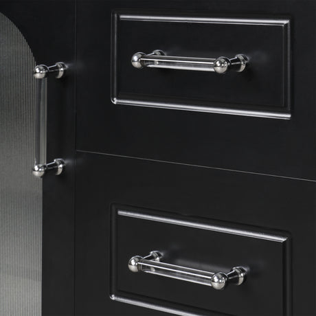 30" Bathroom Vanity with Sink, Bathroom Vanity Cabinet with Two Drawers and Door, Adjustable Shelf, Solid Wood and MDF, Black - V.I.P Digital Presence