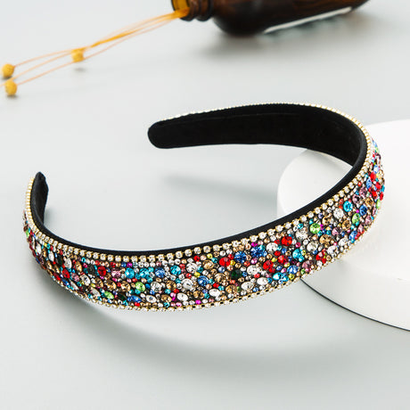 Fashion Net Red Vibrato With The Same Color Full Rhinestones Non-Slip Headband Female Simple Super Flash Korean Style Outing Headwear - V.I.P Digital Presence
