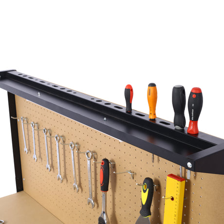 Steel Workbench Tool Storage Work Bench Workshop Tools Table W/Drawer and Peg Board ,4xAC outlets 2xUSB Ports - V.I.P Digital Presence