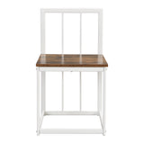 TOPMAX Modern 7-Piece Dining Table Set with Faux Marble Compact 55Inch Kitchen Table Set for 6  White+Cherry