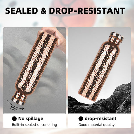 800ML Copper Hammer - Pattern Water Bottle: Leakproof, for Sports/Outdoor/Cycling/Gym/Fitness/Travel - V.I.P Digital Presence
