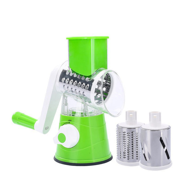 5-in-1 Cheese Grater: Gourmet, Rotary with Hand Crank, 10 Blades (3 Blades-C), for Cheese & Vegetable Slicing. - V.I.P Digital Presence
