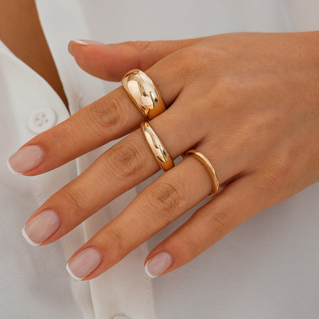Fashion irregular alloy ring 3-piece set with smooth geometric opening ring set - V.I.P Digital Presence