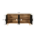 Black Carved Symmetrical Design Door And Wood Coloured Frame For TV Stand Table,Living Room ,Entryway - V.I.P Digital Presence