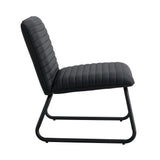 Black minimalist armless sofa chair with PU backrest paired with black metal legs