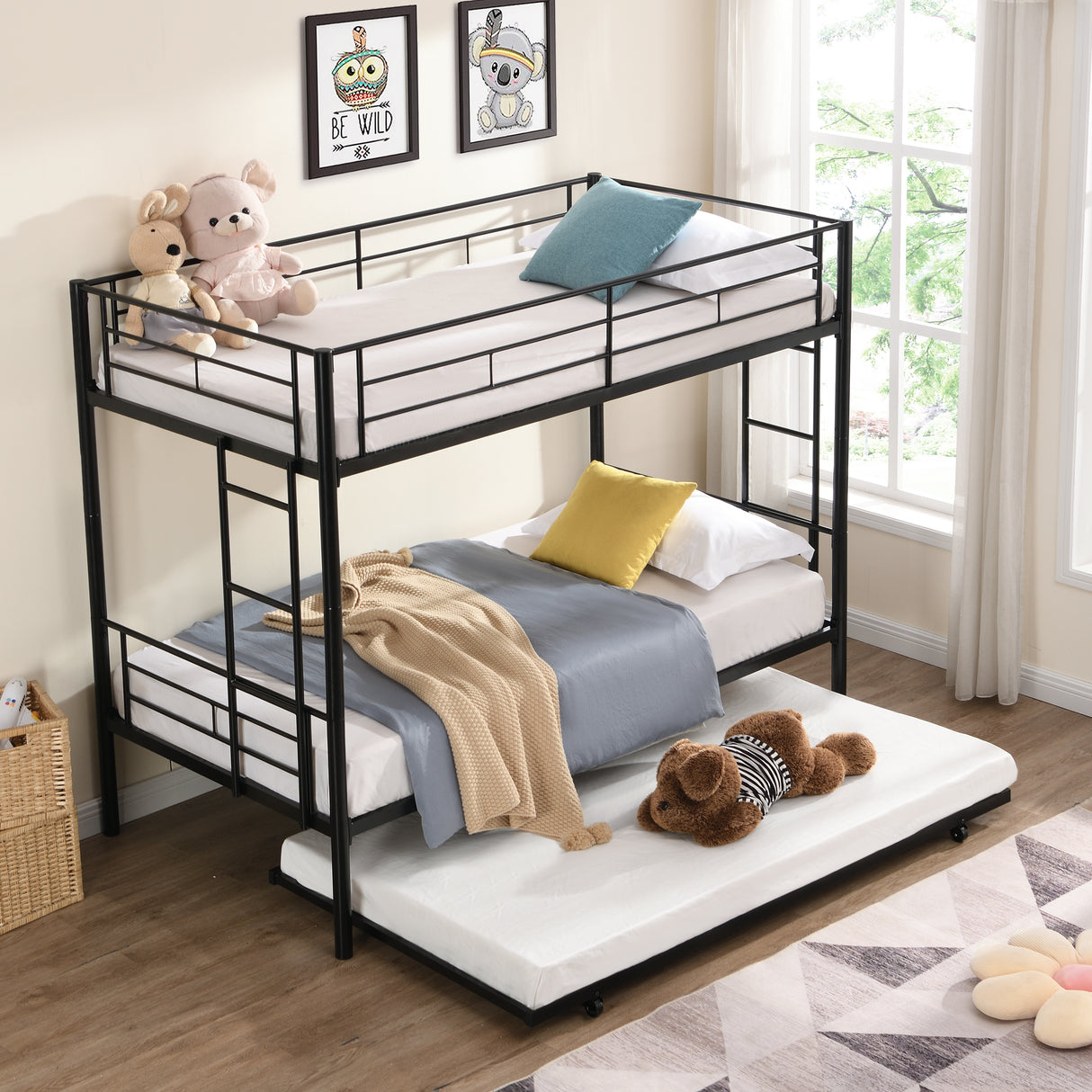 METAL Bunk Bed with trundle Black - V.I.P Digital Presence