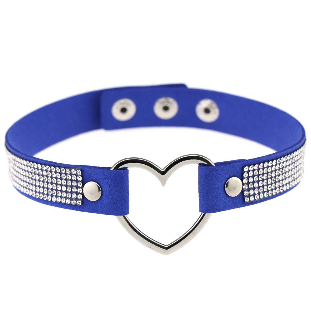 Japan's Harajuku Soft Girl Black Rhinestone Peach Heart Love-Shaped Collar Women's Neck Strap Collarbone Necklace Short - V.I.P Digital Presence