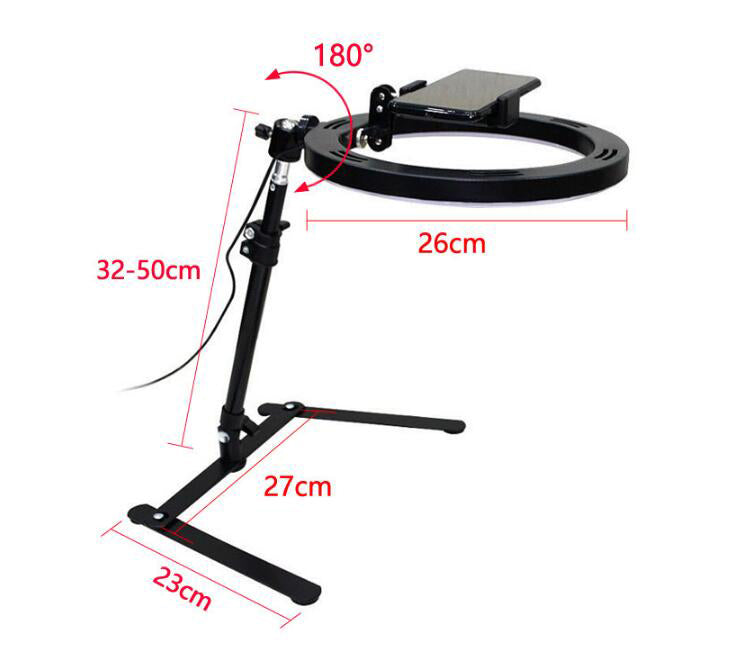 Video Youtube Lámpara de luz de anillo de relleno Live COOK 26CM Fotografía Iluminación Teléfono Anillo de luz Trípode Soporte Foto Led Selfie Bluetooth