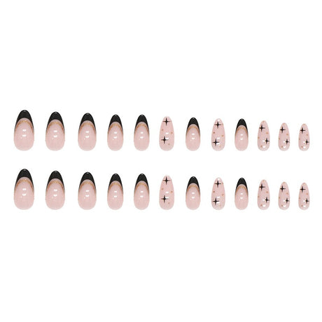 Sweet cool black French flash gold powder almond nails European and American fake nails removable nail pieces - V.I.P Digital Presence