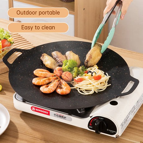 Outdoor Camping Domestic Barbecue Pan Korean Style Round Portable General Purpose Fried Egg Pan Iron Plate Barbecue Pan - V.I.P Digital Presence