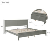 Modern Gray Solid Wood King Platform Bed - V.I.P Digital Presence