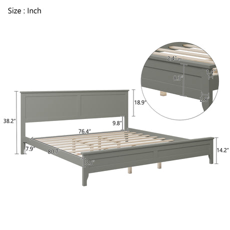 Modern Gray Solid Wood King Platform Bed - V.I.P Digital Presence
