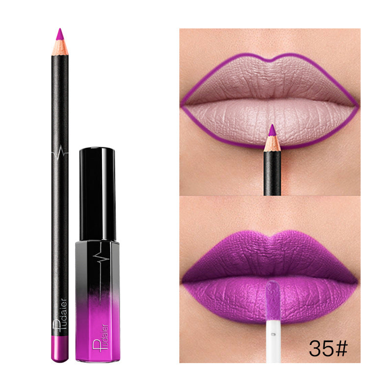 Pudaier 36 Color Matte Lip Gloss Lip Liner Matte Matte Lip Glaze Lipstick Pencil - V.I.P Digital Presence