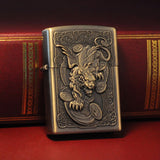 Kerosene lighter windproof retro style grinding wheel personalized bronze relief fuel dispenser - V.I.P Digital Presence