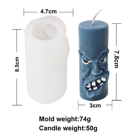 Silicone mold Halloween funny expression candle mold cylindrical happy and angry smiling face aromatherapy plaster model - V.I.P Digital Presence
