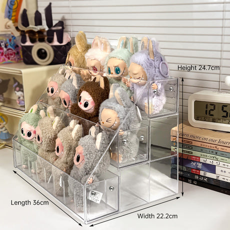 Spacious 3-Layer Display Shelf for Labubu Dolls and Handmade Blind Boxes, Stepped Transparent Acrylic Storage Solution - V.I.P Digital Presence