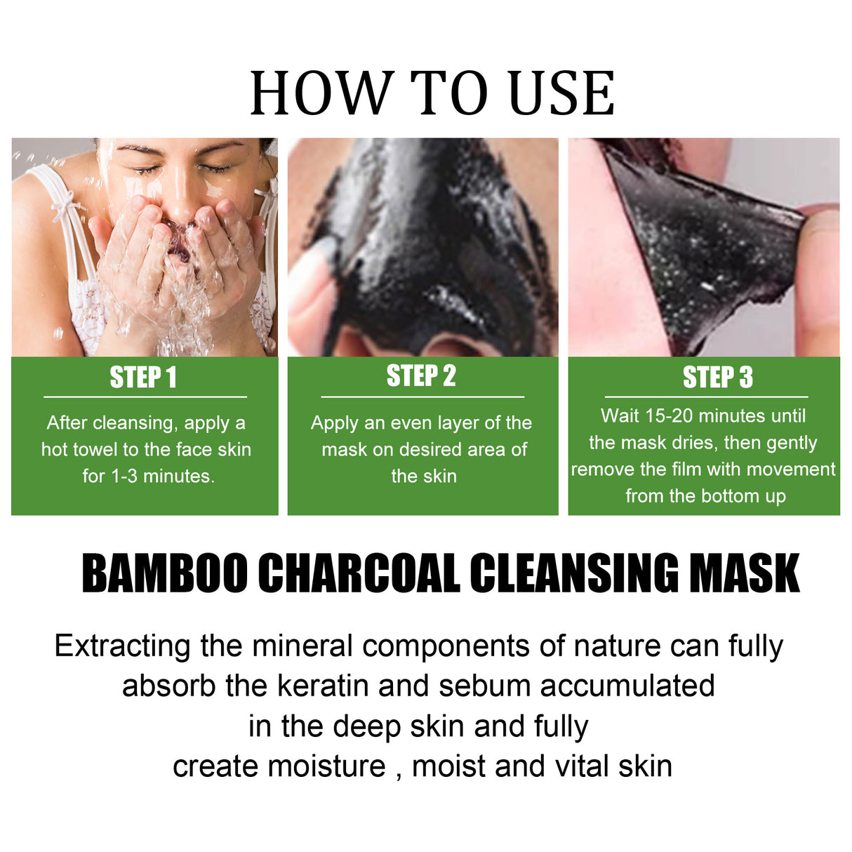 Bamboo Charcoal Blackhead Removing Tearing Facial Mask, Moisturizing Removing Blackhead And Acne Shrinking Pore Oil Control Mud Mask - V.I.P Digital Presence