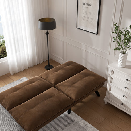 Leatehr Feeling Brown Convertible Folding Modern sofa Bed - V.I.P Digital Presence