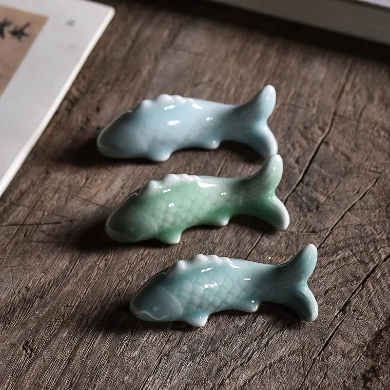 Celadon Koi Pen Holder Multi functional Small Pen Stand Creative Small Pen Stop Pen Mountain Student Desktop Exquisite Ornament - V.I.P Digital Presence