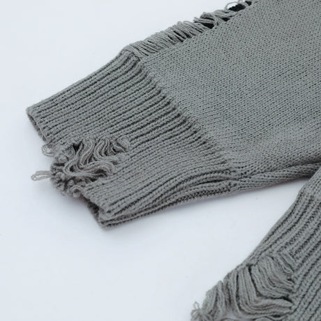 Trendy Lazy Crochet Hole Sweater Men's Round Neck Knitwear Loose Long Sleeve Casual Pullover - V.I.P Digital Presence