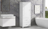 Tall bathroom storage cabinet with two drawers and adjustable shelves for independent storage - V.I.P Digital Presence