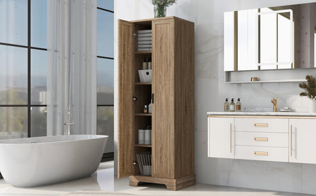 Storage Cabinet with Two Doors for Bathroom, Office, Adjustable Shelf, MDF Board, Brown - V.I.P Digital Presence