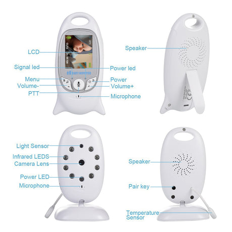 VB601 Baby Monitor 2 inch BeBe Baba Electronic Babysitter Radio Video Nanny Camera Night Vision Temperature Monitoring 8 Lullaby - V.I.P Digital Presence