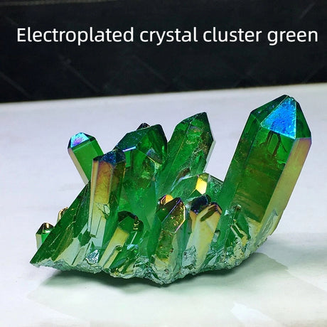 Natural cluster electric green crystal cluster backbone mineral standard seven color light purification demagnetization home decoration - V.I.P Digital Presence