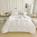 Bedding, Amazon duvet cover, pillowcase, solid color, 3D 3D 3D distressed button flower 3-piece set, no bed sheets - V.I.P Digital Presence