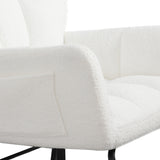 Teddy fabric rocking chair, cushioned rocking chair with high backrest, modern rocking chair, white - V.I.P Digital Presence