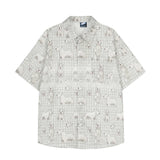 Digital Full Print Cartoon Dog Plaid Short Sleeve Shirt Loose Casual Turn-Down Collar Summer Shirt for Men - V.I.P Digital Presence
