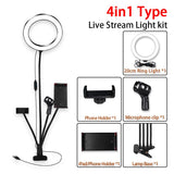 Kit de anillo de luz LED de 8 pulgadas para tutoriales de maquillaje, videos de YouTube, transmisión en vivo para iPad, micrófono, soporte para teléfono, anillo de luz de belleza para selfies.
