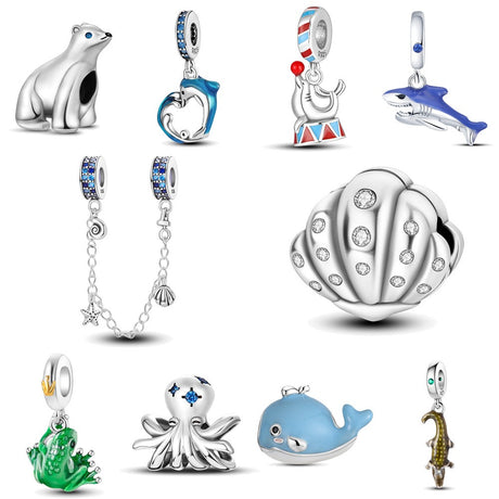 Ocean Wind Dolphin Whale Pendant Beads Copper Plated DIY Beads Bracelet Item - V.I.P Digital Presence