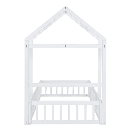 Wooden Twin Size Children's Bed with Detachable Headboard and Integrated Clothes Drying Rack, White - V.I.P Digital Presence