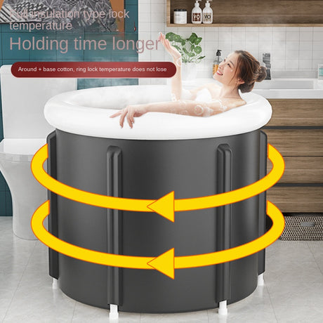 Black Ice Bath Bucket Large Household Foldable Bath Bucket PVC Padded SPA Bathtub - V.I.P Digital Presence